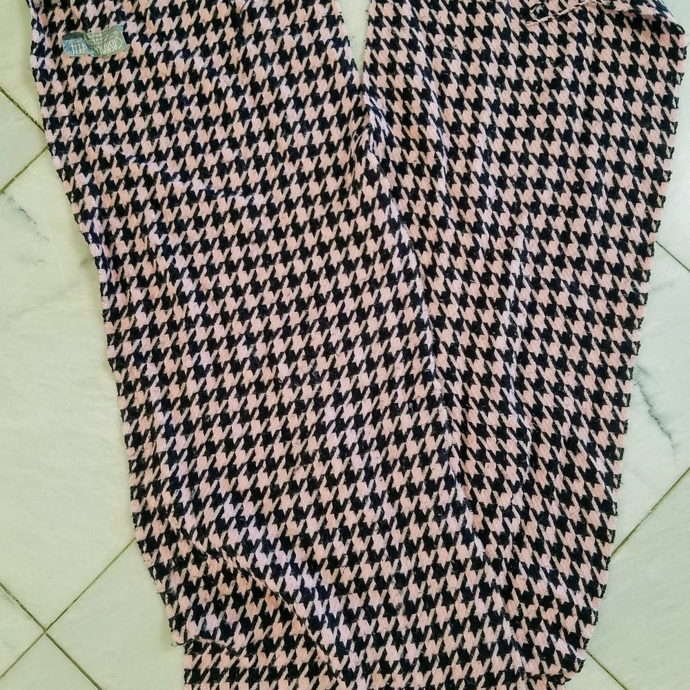 Pink and Black Houndstooth Scarf, 60" by 11"